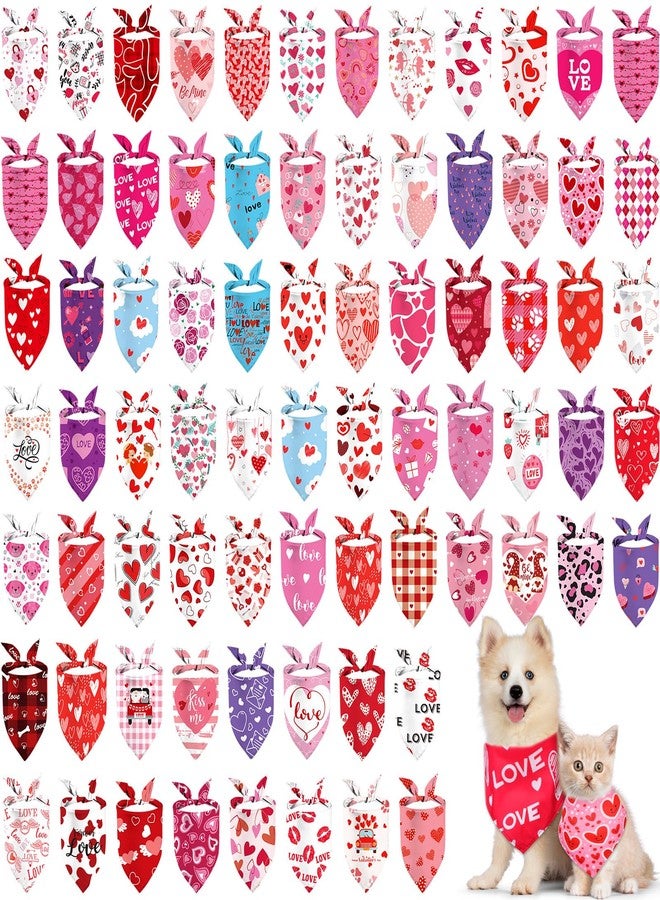 Abbylike 150 Pcs Valentine‘s Day Dog Bandanas Bulk Heart Bandanas Triangle Washable Dog Scarf Adjustable pet Bib Handkerchief for Small Medium Large Pets Birthday Supply - Image 1